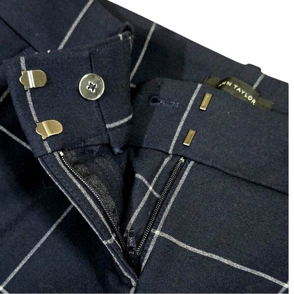 Ann Taylor Navy Windowpane Plaid Pants – Size 4 - Picture 6 of 8